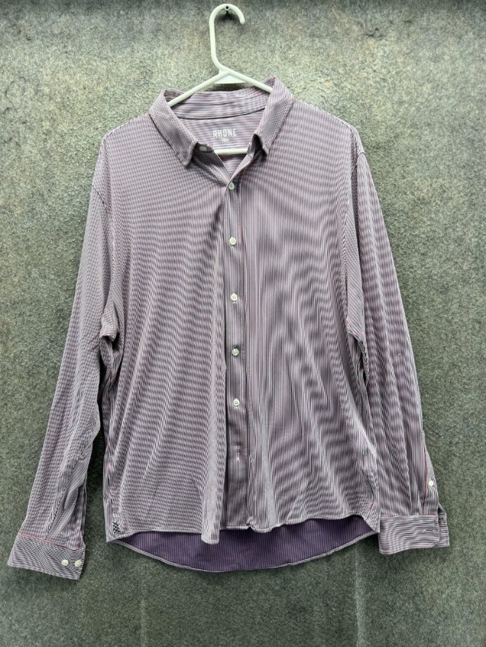 Rhone Dress Shirt Mens Large Red Stripe Slim Fit Long Sleeve Button Front